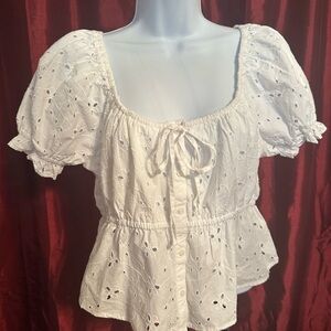 American Eagle Outfitters White Eyelet Blouse